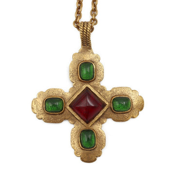 CHANEL grippore color stone necklace metal gold pendant vintage