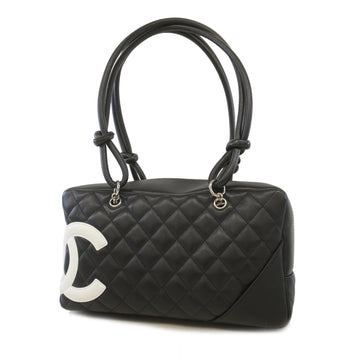 Chanel Shoulder Bag Cambon Line Bowling Bag Lambskin Black Silver metal