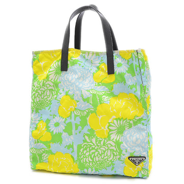 Prada Flower Tote Bag Nylon Yellow/Blue/Green VA0905