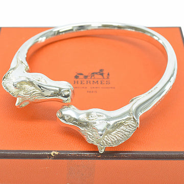 Hermes Bangle Cheval Horse Silver Brass Bracelet Ladies