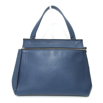 Celine Bag Edge Medium Handbag Blue Tote One Handle Ladies Calf Leather