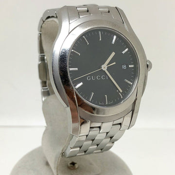 GUCCI Quartz Watch 5500XL Silver Black Dial Stainless Steel SS Men's ITR2T82BR0MP RM4560D