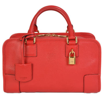 LOEWE Amazona 28 Anagram Handbag Cadena Attached Mini Boston Leather Red