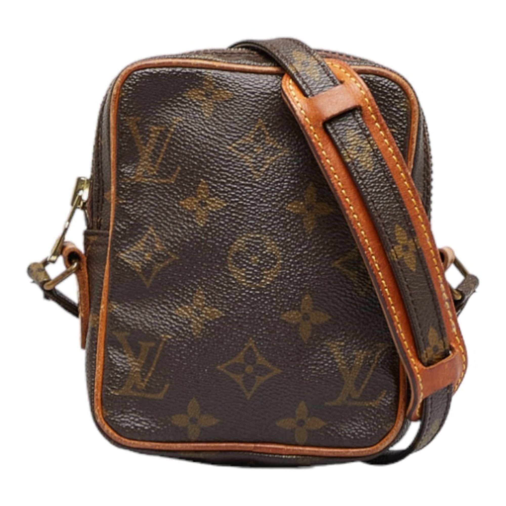 LOUIS VUITTON Monogram Danube Shoulder Bag M45268 Brown PVC Leather La