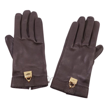 HERMES gloves glove Kelly H Constance lamb leather ladies 7 [S] brown