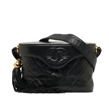 CHANEL Cocomark Tassel Shoulder Bag Black Leather Women's