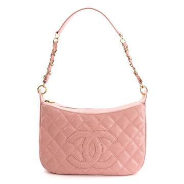 Chanel matelasse chain one shoulder bag caviar skin pink gold metal fittings A20993 Matelasse Bag