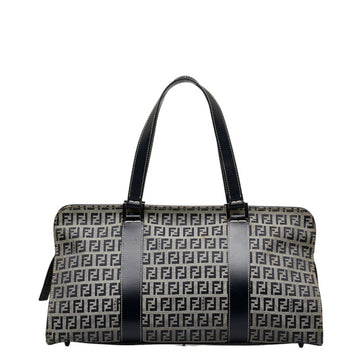 FENDI Zucchino Handbag 83163090012 Navy Canvas Leather Women's