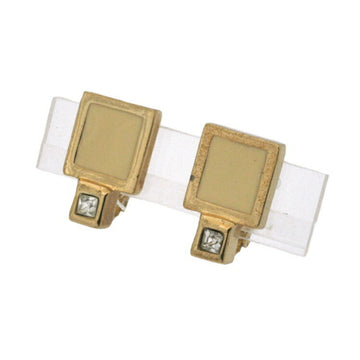 CHRISTIAN DIOR Earrings Gold GP Square Stone Ladies