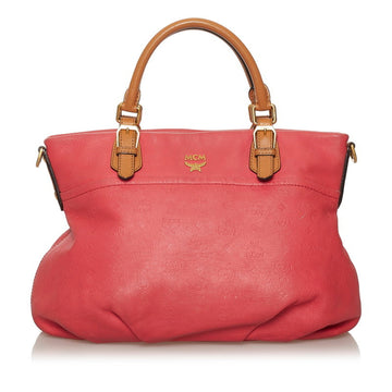 MCM Anagram Tote Bag Shoulder Pink Leather Ladies