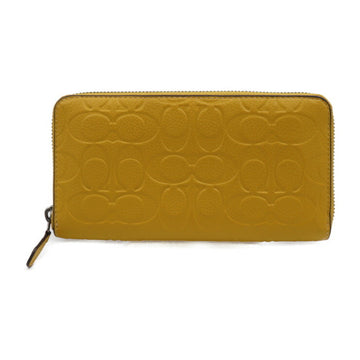 COACH Accordion Wallet Signature Long C1226 Embossed Leather Yellow Round Zipper