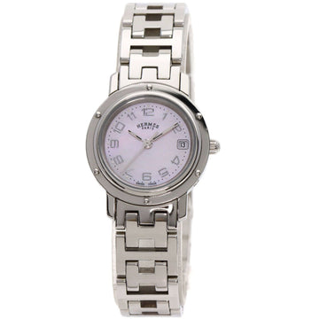 HERMES CL4.210 Clipper Nacre New Buckle Watch Stainless Steel/SS Ladies