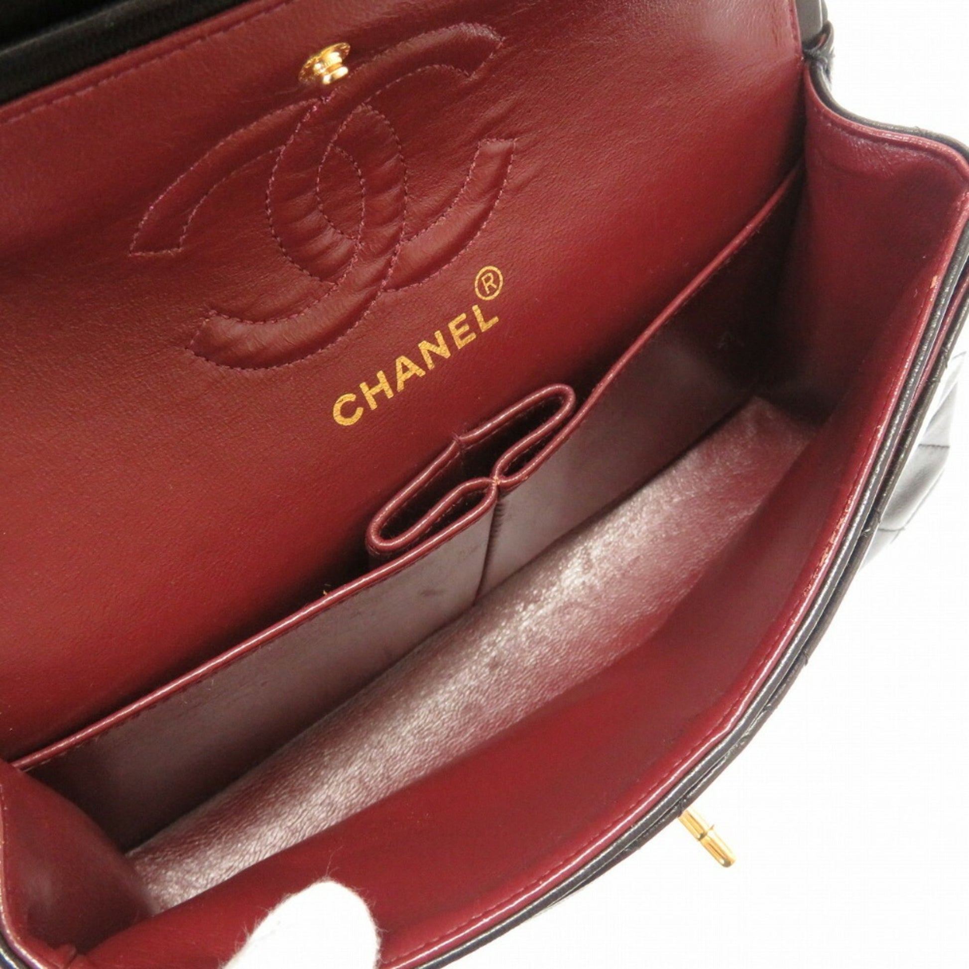 Chanel Matelasse 23 Double Flap Lambskin Black Gold Chain Shoulder Bag
