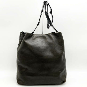 PRADA Shoulder Bag Crossbody Plastic Chain Brown Dark Leather Ladies Men's Fashion USED