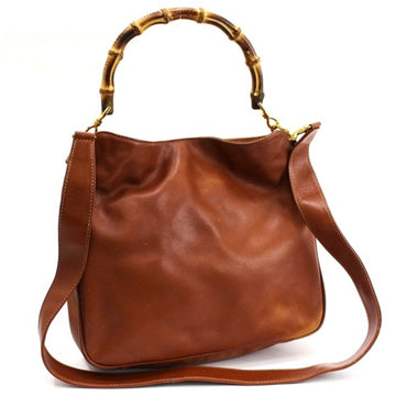 Gucci bamboo handbag tote bag shoulder leather camel 001 2404 16380 GUCCI ladies