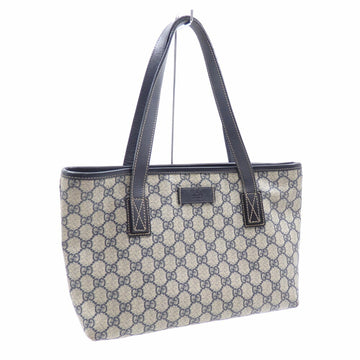 Gucci Tote Bag GG Supreme Ladies Beige Navy PVC Leather 211138 Hand