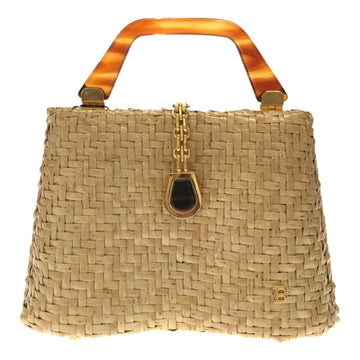 BALLY Women's Straw Handbag Beige,Beige Gold