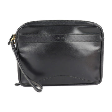 GUCCI second bag 018 3700 leather black clutch