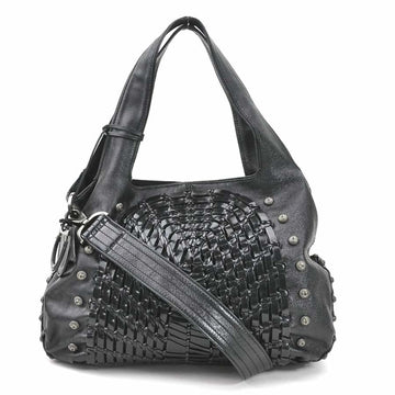 SALVATORE FERRAGAMO Handbag Shoulder Bag Gancini Leather/Metal Black Ladies