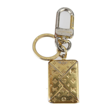 LOUIS VUITTON Portocre Love Note Envelope Keychain M67400 Metal Gold Monogram Pattern Key Ring Bag Charm