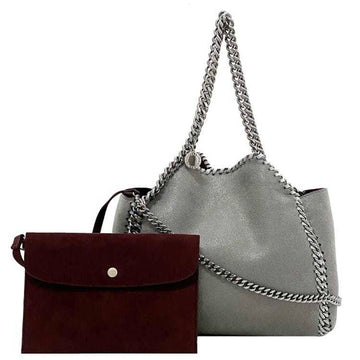 STELLA MCCARTNEY 2way Bag Gray Silver Falabella 529282 Polyester Metal  Chain Tote Shoulder