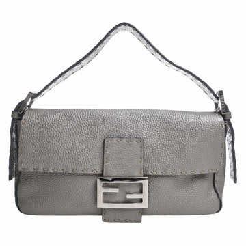 FENDI Selleria Leather Mamma Bucket One Shoulder Bag 8BR101 Gray Ladies
