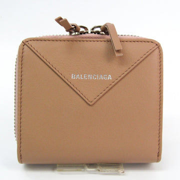 Balenciaga PAPER ZA BILLFOLD 371662 Women's Calfskin Wallet (bi-fold) Beige