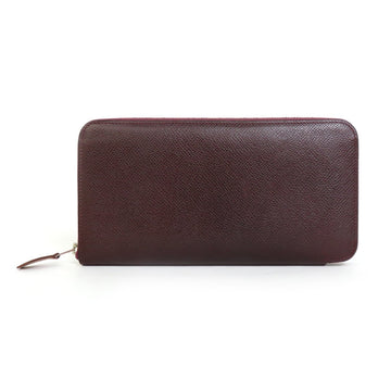 HERMES Round Zipper Long Wallet Azap Silk In Leather/Silk Dark Purple Unisex