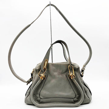 CHLOE  Mini Parati 2way Shoulder Bag Handbag Crossbody Leather Gray Ladies Fashion