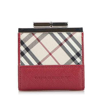 Burberry Nova check coin case beige red canvas leather ladies BURBERRY