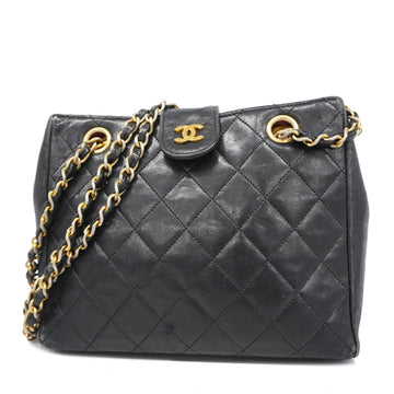 CHANELAuth  Matelasse Chain Shoulder Women's Leather Shoulder Bag Black