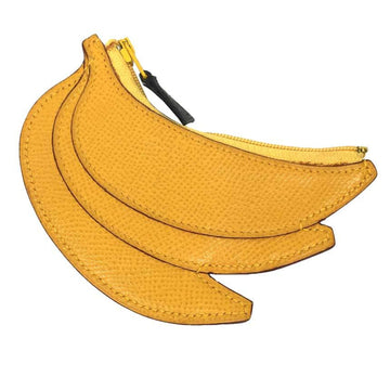 HERMES Banana Motif Coin Case Purse Couchevel Yellow 〇 W Engraved  Wallet