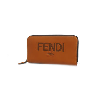 Fendi Calfskin Silver Hardware Women,Men,Unisex Long Wallet (bi-fold) Brown