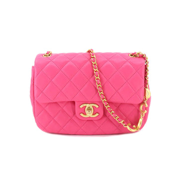 CHANEL Mini Matelasse Chain Shoulder Bag Leather Pink AS3489 Heart Gold Hardware