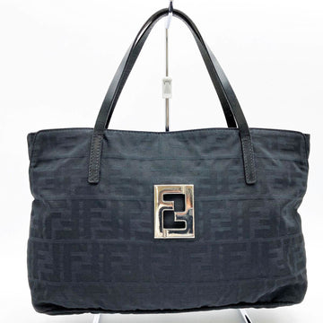FENDI Zucca pattern tote bag handbag black nylon canvas ladies 15786