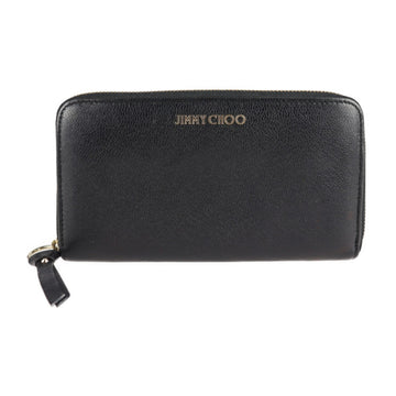 JIMMY CHOO Pippa Long Wallet Leather Black Round Zipper