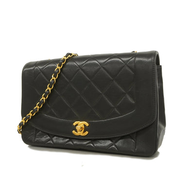 Chanel Matelasse Diana Flap Single Chain Women's Leather Shoulder Bag Black