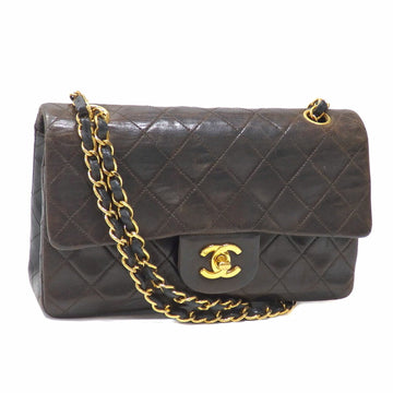 Chanel W Flap Bag Matelasse Women's Black Lambskin A01112 Leather Cocomark
