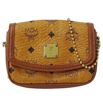 MCM Bag Ladies Brand Shoulder Chain Pouch Logogram Brown Compact Mini Micro