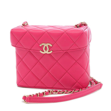 Chanel Small Box Chain Shoulder Bag Lambskin Pink AS2877