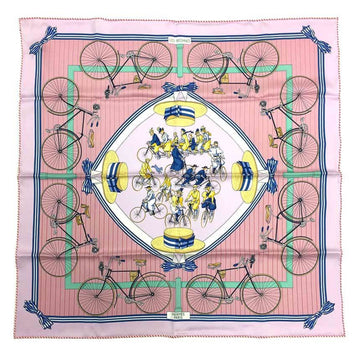 HERMES Scarf Muffler Carre 70 Les becanes Bicycle New in 2022 Pink Palm x View Rose Blue Silk