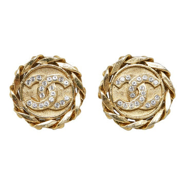 Pre-Owned Chanel earrings CHANEL CC here mark camellia swing gold orange  (Good)