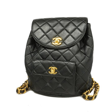 Chanel Matelasse Rucksack In Lambskin Women's Leather Backpack Black
