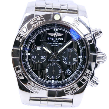 Breitling Chronomat 44 AB0110 Stainless Steel Automatic Chronograph Men's Black Dial Watch
