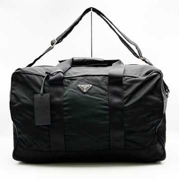 PRADA Boston bag shoulder nylon triangle logo black ladies men V70S USED