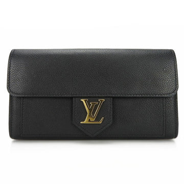 LOUIS VUITTON Long Wallet Portefeuille Lock Me Leather Black M60861 Women's LV Vuitton Initial Gold