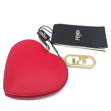 Fendi heart-shaped coin case wallet leather ladies red gold metal fittings 8M0467 new FF logo gift