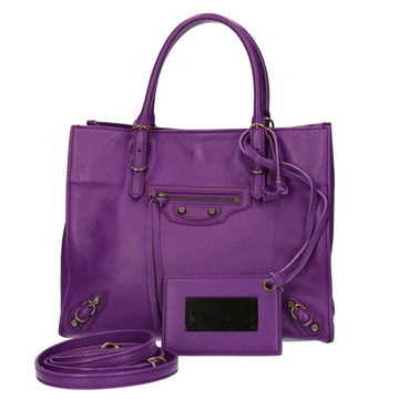 Balenciaga paper tote bag shoulder leather purple ladies