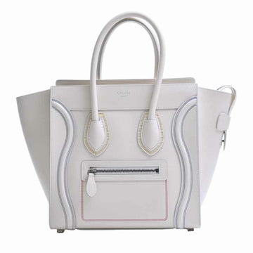 Celine Leather Luggage Micro Shopper Handbag Ivory