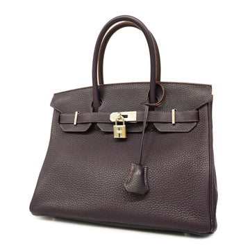 HERMESAuth  Birkin Birkin 30 T Stamp Women's Taurillon Clemence Leather Handbag